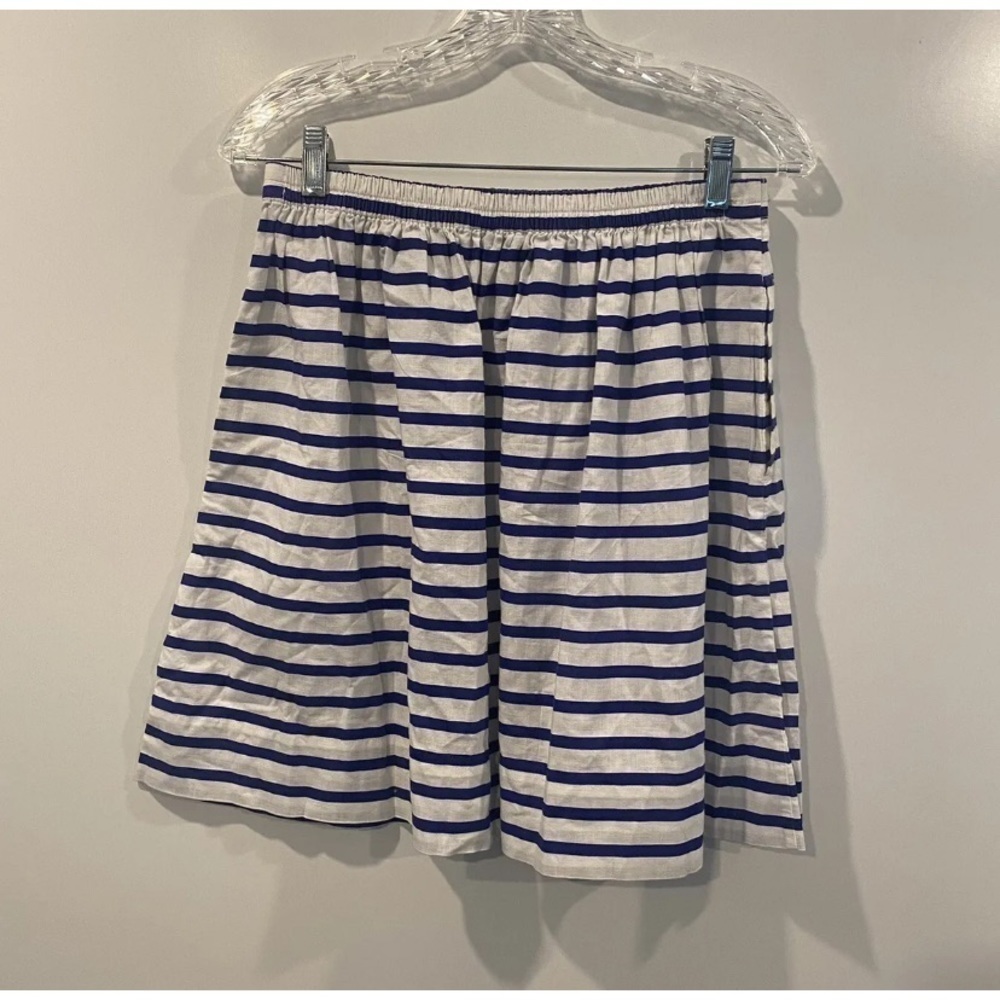J Crew Blue‎ White Nautical Striped Cotton Skirt Pockets Womens Sm8 (760) - Picture 3 of 4